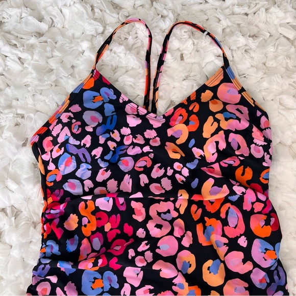 NWT Multicolored Leopard Print O-Ring One Piece Swimsuit SIZE LARGE - Picture 7 of 17